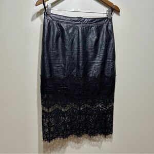 DO+BE Faux Leather Lace Sleek High Waist Fitted Pencil Mini Skirt Black